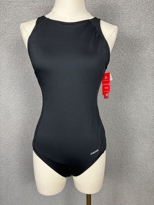 Ewedoos Women's Black One-Piece Swimsuit Medium Racerback High Neck New With Tag