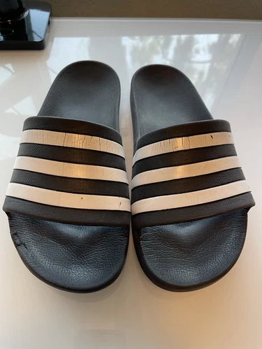 Adidas Adilette Aqua Slides Uomo Taglia 9 Nero Bianco Comfort