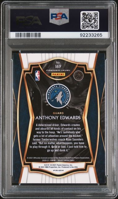 2020-21 Select Anthony Edwards #169 RC Premier Shimmer Red/White/Orange PSA 9
