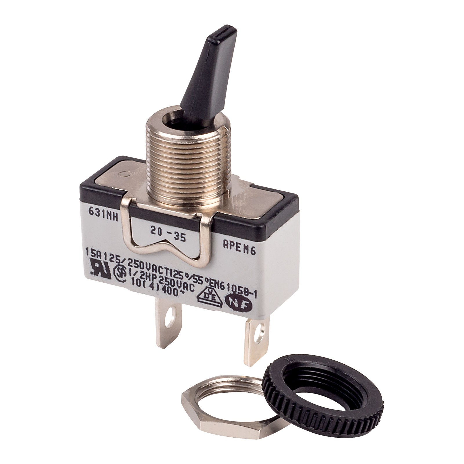 APEM Toggle Switch SPST On-Off 250V 15A