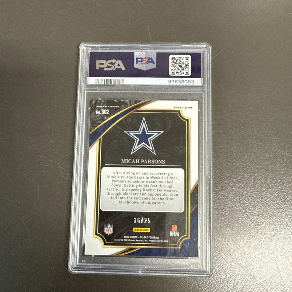 2022 Select Micah Parsons #302 Blue Disco Prizm /25 Suite Level PSA 10 Low POP - Image 4 of 4