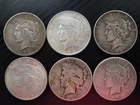 1922-1926 Silver Peace Dollar VG/VF Lot of 6 $1 Coins