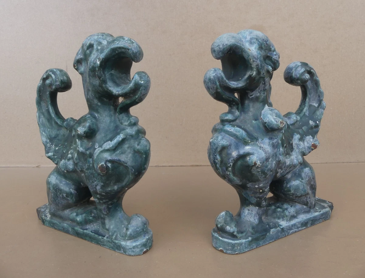 Anciennes paire chenets de cheminée en fonte buste XIX