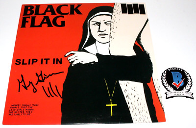 GREG GINN SIGNED BLACK FLAG 'SLIP IT IN' VINYL ALBUM RECORD LP