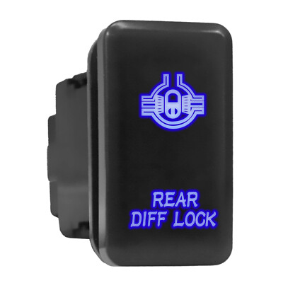 REAR DIFF LOCK Blue Backlit Switch Tall Push Button 1.54''x 0.83'' (Fit: Toyota)