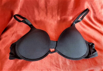 Schwarzer BH glatte Schalen T Shirt BH mit Bügel 36D