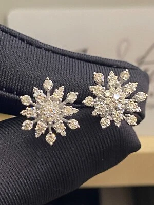 Pave 1,33 Cts Runde Brilliant Cut Natürlich Diamanten Ohrstecker In 750 18K Gold - Bild 1 von 4