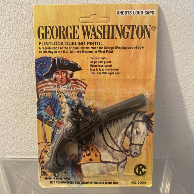 NEW ON CARD UNPUNCHED George Washington Flintlock Dueling Pistol Cap Gun KC VTG