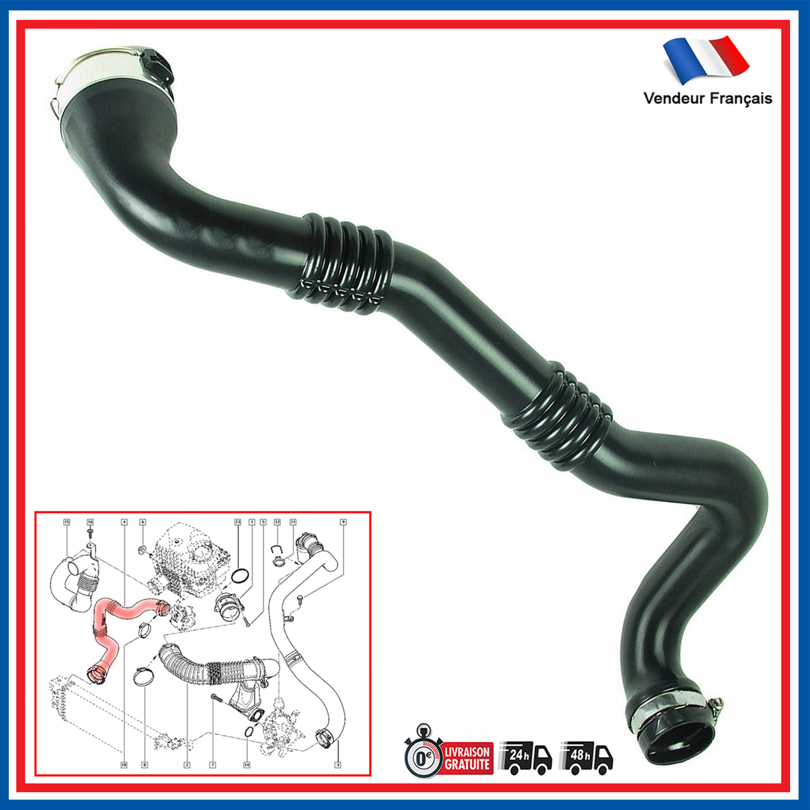 Durite de suralimentation Master III 2.3 dCi anti-fissure référence 8200753439