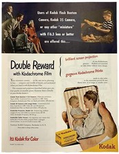 Magazine Ad Vintage 1949 Kodak Kodachrome 35mm Slide Transparency Film & Cameras