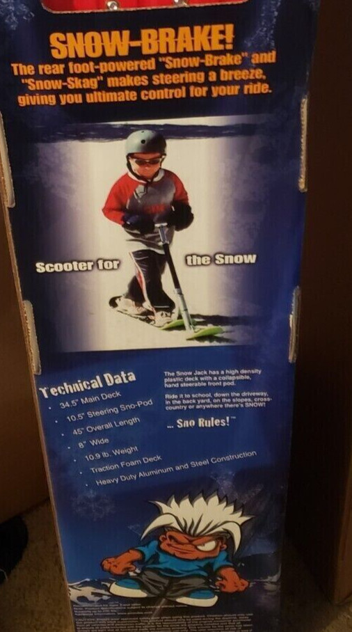 Snow Jack Snowboard SnowJack by SIC Upright Sled Turning HandleBar Foot Brake.