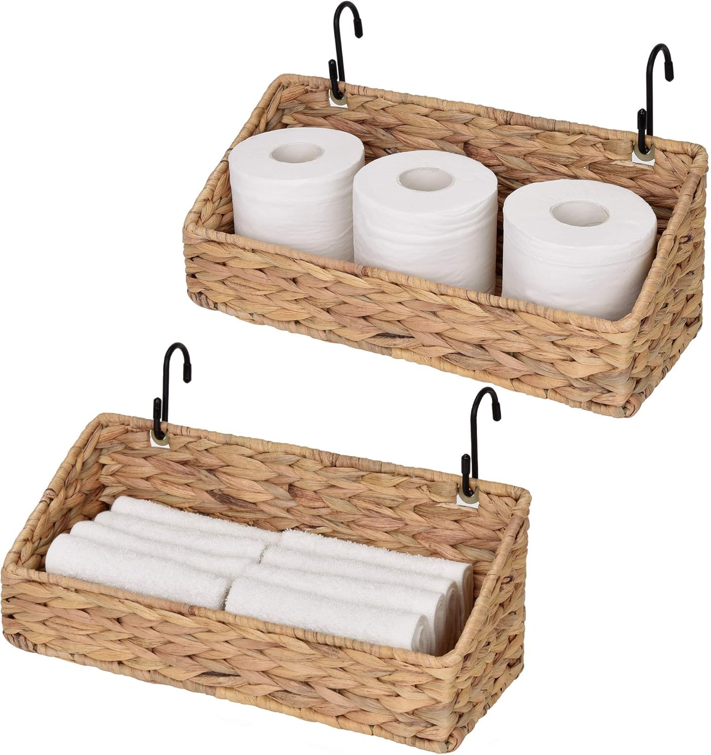 Woven Wall Baskets for Storage, Water Hyacinth Baskets for Shelf, Wall Storage f