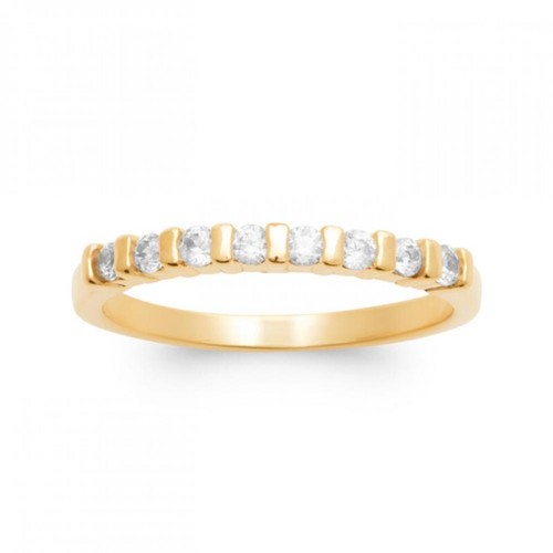 Ancienne Bague Plaquée Or 18k 750/1000 - Alliance Créateur Zirconium - Taille 52