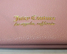 Juicy Couture Cosmetic Case Makeup Bag Pink Leather Gold Juicy Logo 5 x 7