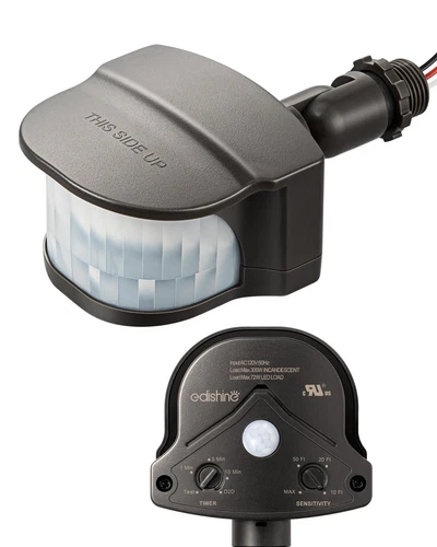 EDISHINE Replacement Motion Sensor, Dusk to Dawn Motion Sensor, 240° & 360° Sens