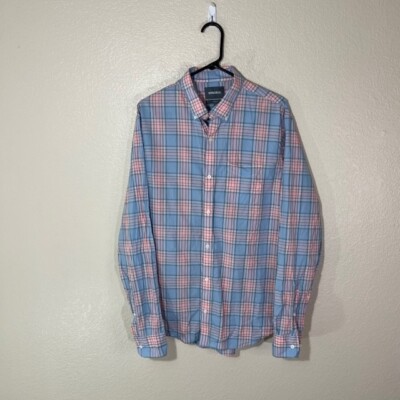 Bonobos Shirt Mens Large Long Slim Blue Pink Check Button Down LS