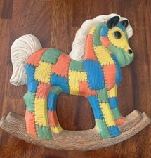 Vintage Frankie's Designs Patchwork Rocking Horse Wall Hanging 1985
