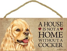 Cocker Spaniel Wood Sign Wall Plaque 5 x 10  Bonus Coaster