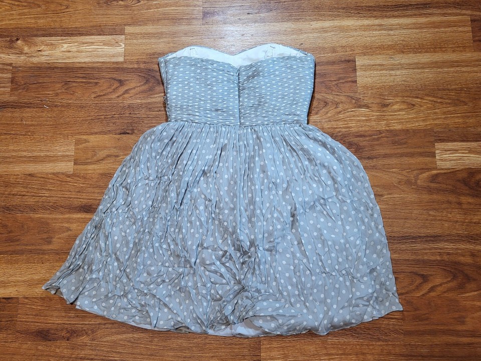 J Crew Gray Size 8 Silk Gray Polka Dot Strapless Dress eBay