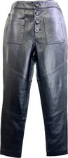 New Women's Genuine Lambskin Leather Black Skinny Pants XXS- XL Length 37.5''