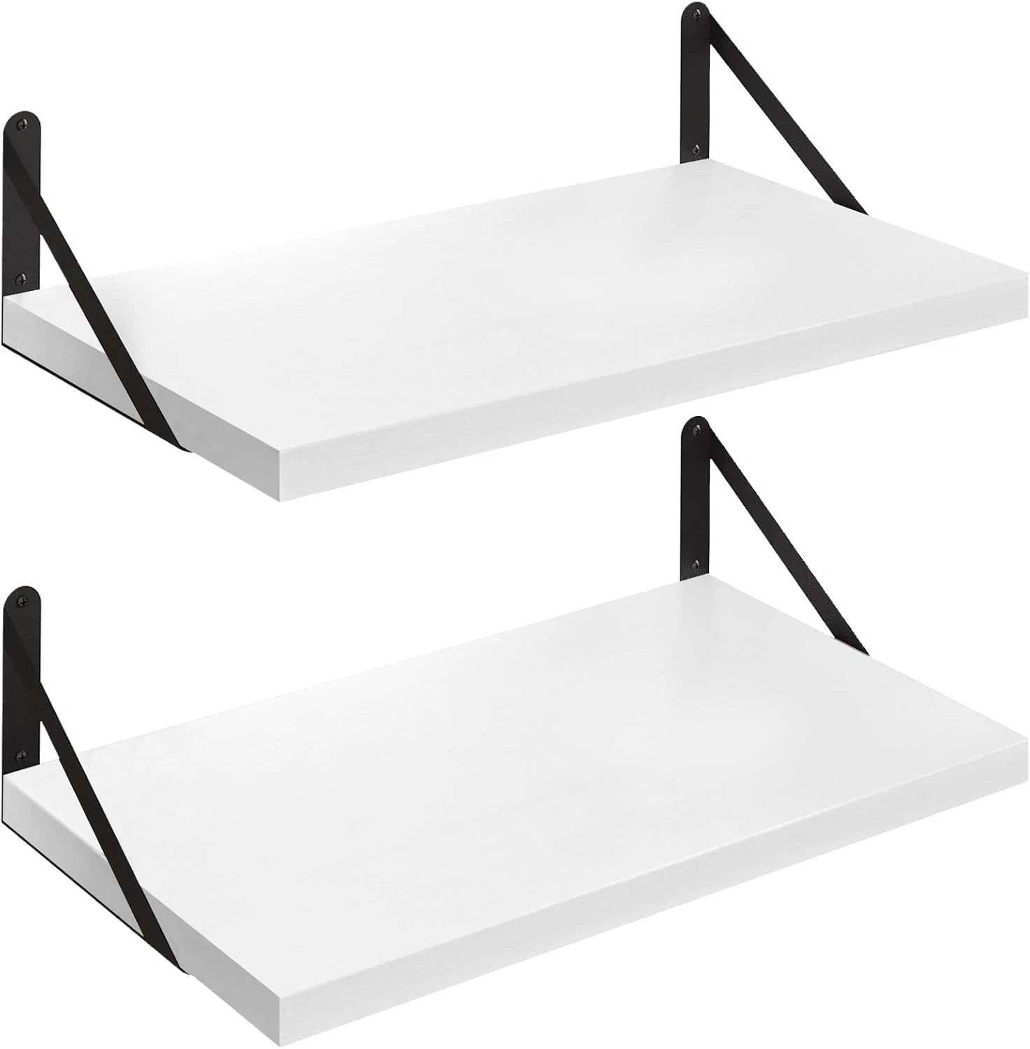Stylish White Floating Shelves Set of 2 for Home Storage and Display 24 Inch