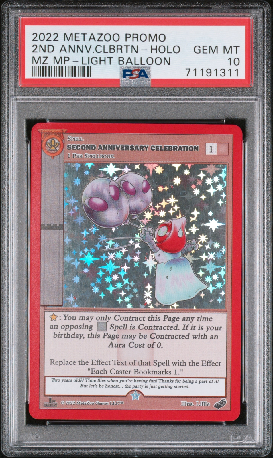 2022 METAZOO PROMO SECOND ANNIVERSARY CELEBRATION-HOLO PSA 10