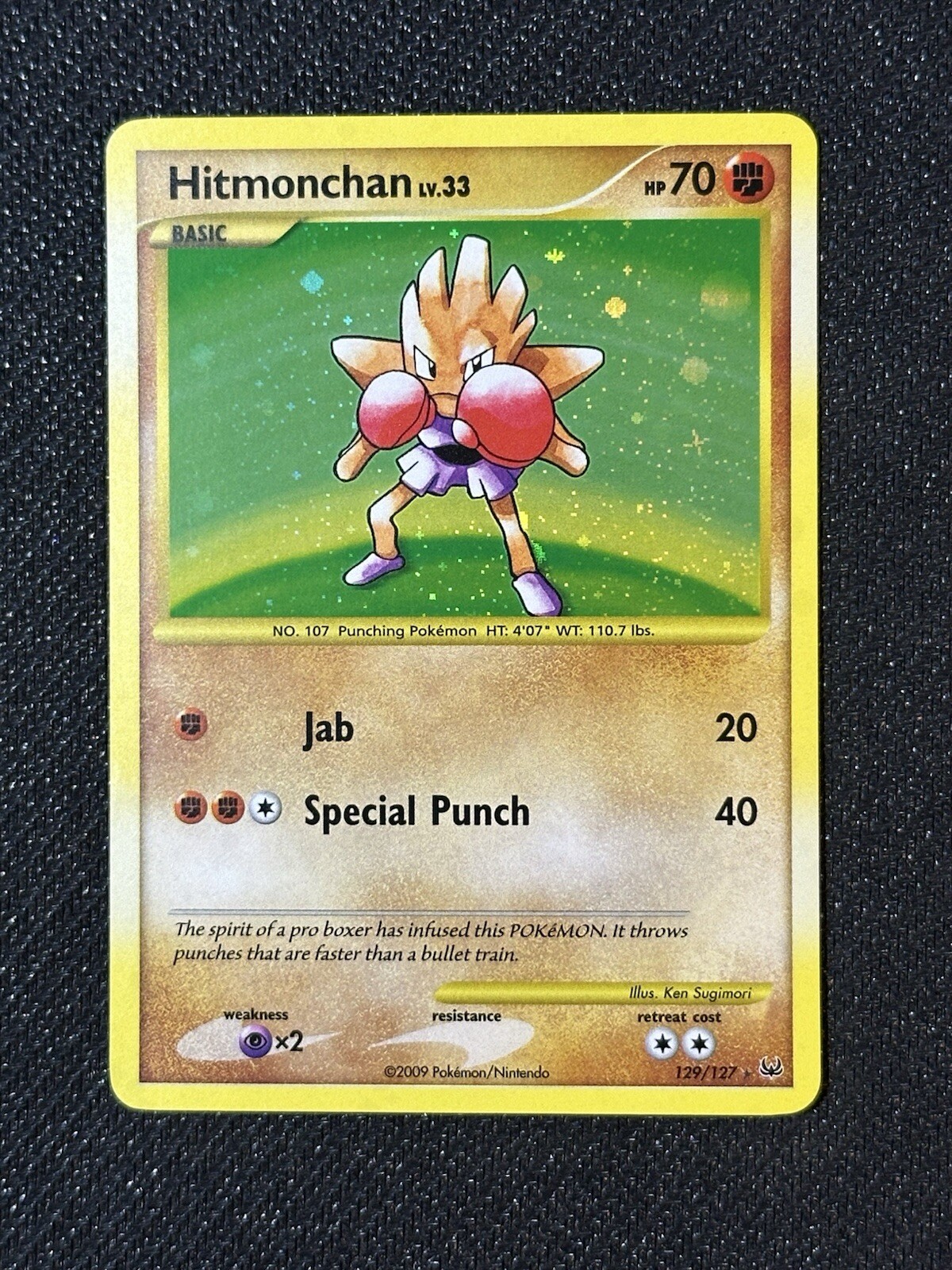 NM Hitmonchan 129/127 Platinum Secret Rare Holo Pokemon Card