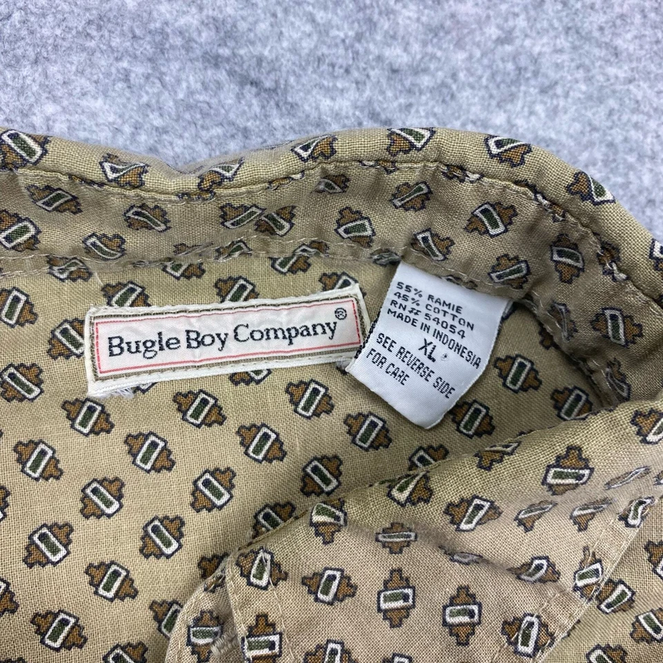Camisa Bugle Boy Hombre XL Vintage Estampado Completo Geométrico Botón Abajo audaz fuerte Foto 4 de 4