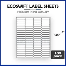 8000 1.75x0.5 EcoSwift Laser Address Shipping Mailing Labels 80/sheet 1 3/4 x1/2