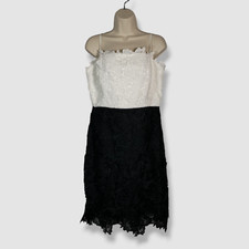 395 Milly Women's White Colorblocked 3D Floral Lace Sheath Dress Size 10