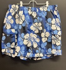 St. John's Bay Mens Size XXL Blue Lined Drawstring Swimming Trunks NWOT