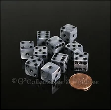 NEW 10 Olympic Silver 12mm Dice Set D&D RPG Gaming Pearlized 1/2 inch D6 Koplow
