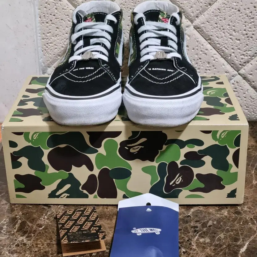 Vans x Bape Sk8-Hi Mid Sneakers, Size 265, Black Suede thumbnail 5