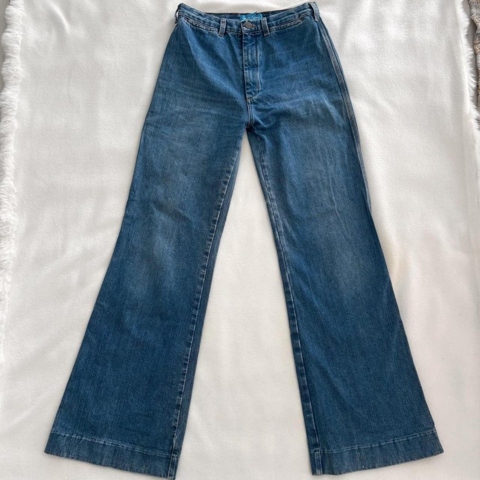 MIH JEANS blue wide leg mid rise boot flare jeans size 8