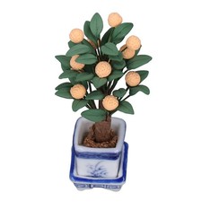 ¦Dollhouse Mini Orange Tree Decor 1:12 Blue White Porcelain Potted Decor