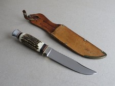 Jagdmesser, C. JUL. HERBERTZ, Solingen, Sägezahnrücken, Griff Hirschgeweih, alt