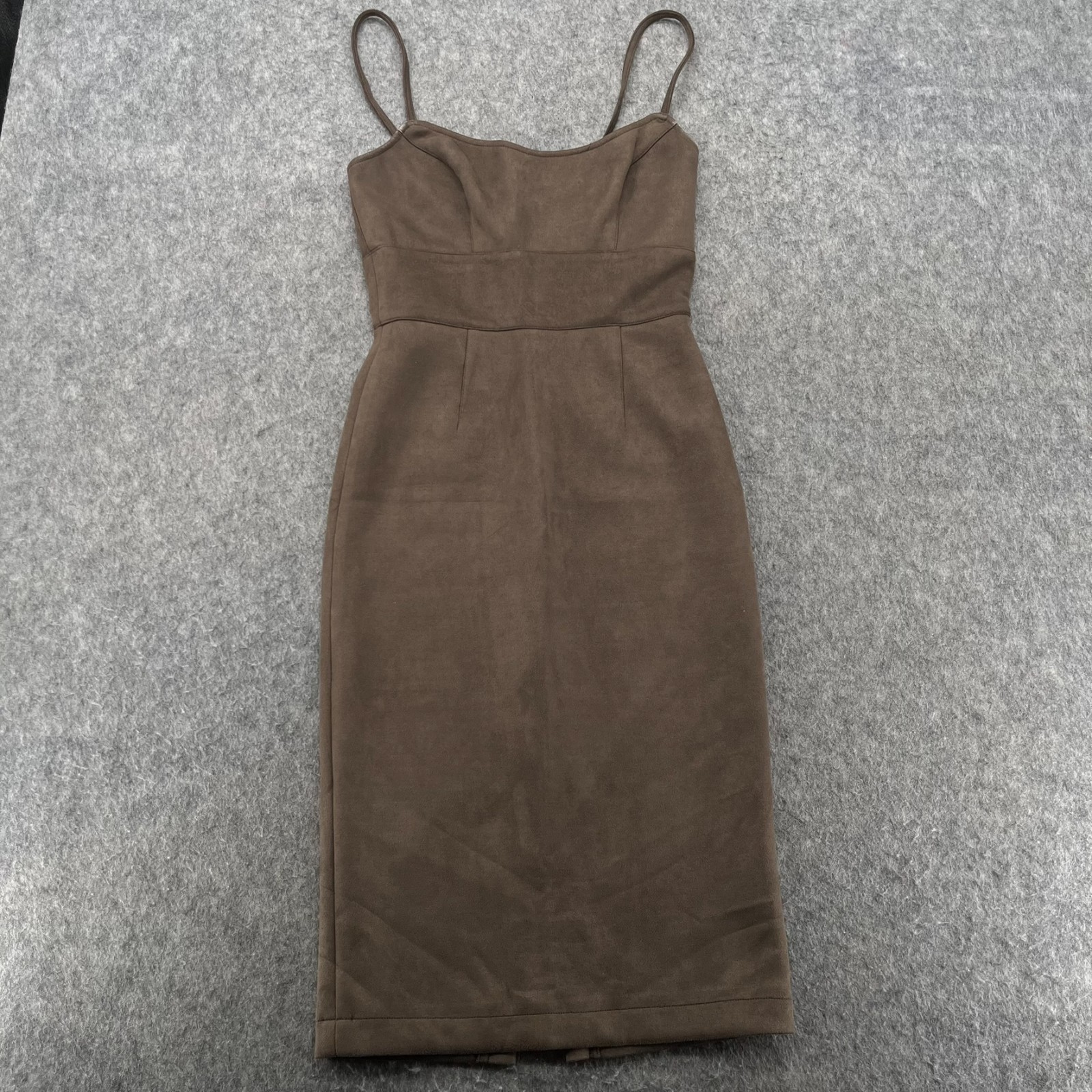BCBG MAXAZRIA Dress Alese Womens XXS Faux Suede Mocha Brown