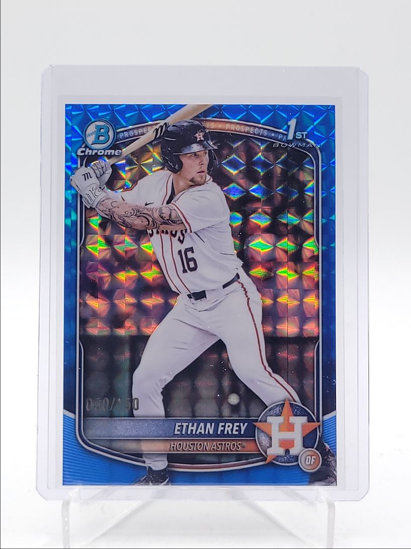 ETHAN FREY 2025 BOWMAN CHROME DRAFT 1ST BLUE GEOMETRIC /150 Q4060
