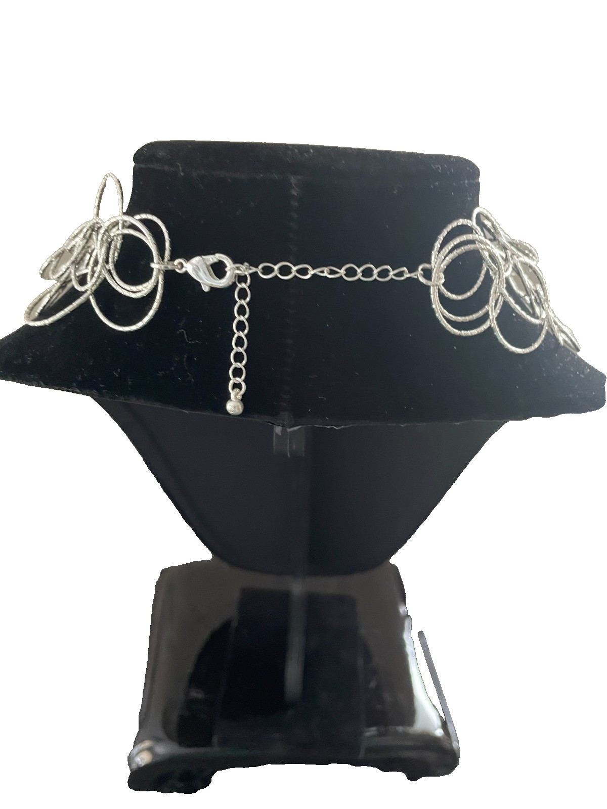 Multi Layered Silver Circle Chained Necklace 10" … - image 4