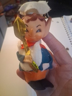 Chef Gold Spoon Elf Ears Nose Felt Figure Cheeks Japan christmas ornament #6
