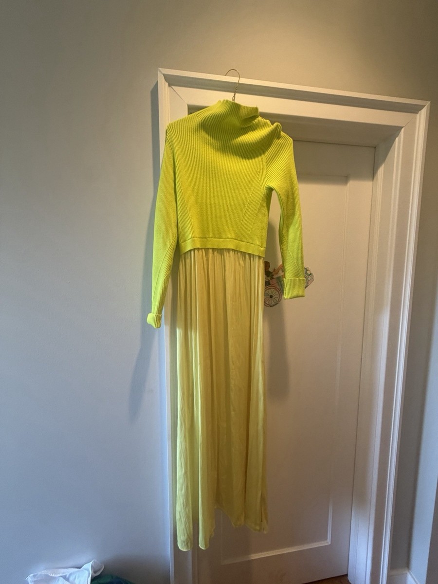 yellow long sleeve turtleneck dress Ladies' Solid Color Slim Fit Turtleneck Dress