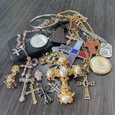 Cross & Rosary Jewelry Lot - Vtg Christian Jewelry - Gemstones & More