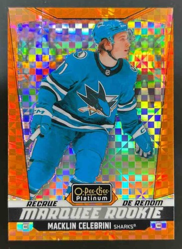 Macklin Celebrini [Orange Checkers] #263 2024 O-Pee-Chee Platinum card