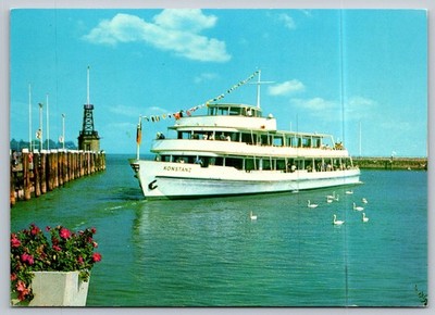 Vintage Bodan Postcard Konstanz Ship at Konstanz Harbor 1964