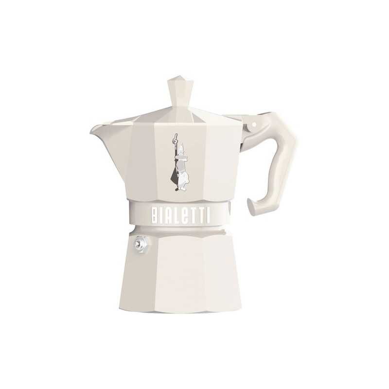 Cafetière Moka Exclusive Bialetti 3 tasses crème en aluminium d'exception