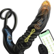 5in1 Prostate Massager Thrusting Anal Vibrator, Big Vibrating Anal Dildo Butt...