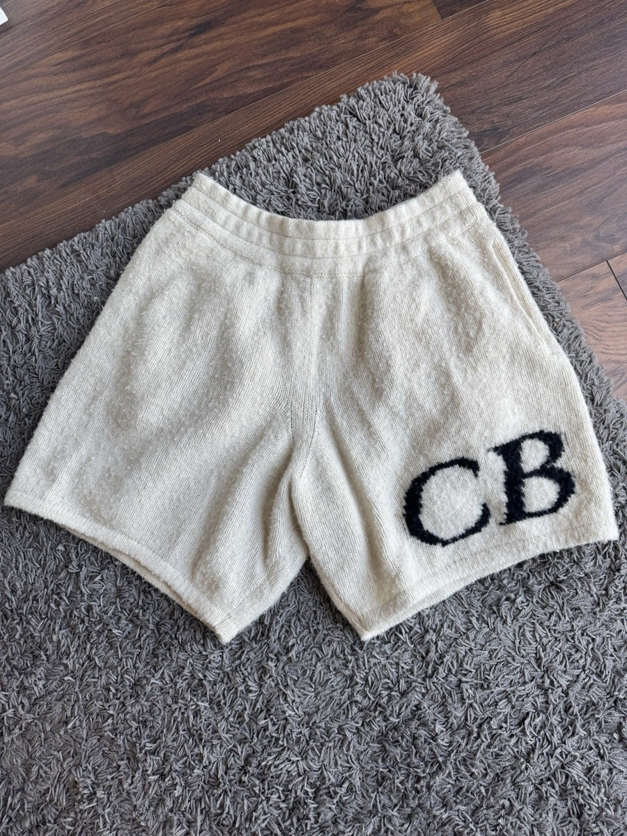 Cole Buxton Intarsia Logo CB Shorts Men White | Size Large / L