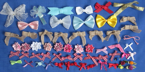 #70 Lot of 55+ Assorted Bows Approximately .25"-2.5" Scrapbook DIY Crafts Hair