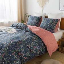 Queen Duvet Cover Set - 100 Cotton Floral Duvet Cover Sets,Soft  Breathable wi