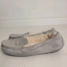 Ugg Ansley Loafers Womens Sz 7 Slip On Moccassins Slippers Suede Gray 3312